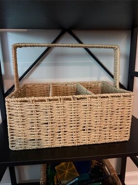 Natural Woven Three-Compartment Handle Basket - Brand: